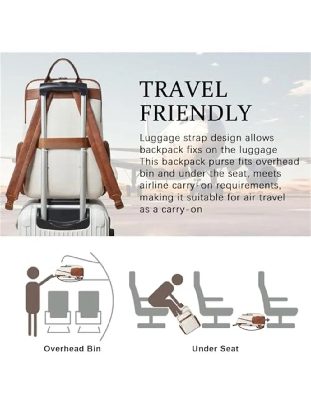 Leather Laptop Backpack for Women with 17 inch Vegan Leather Computer Backpack
